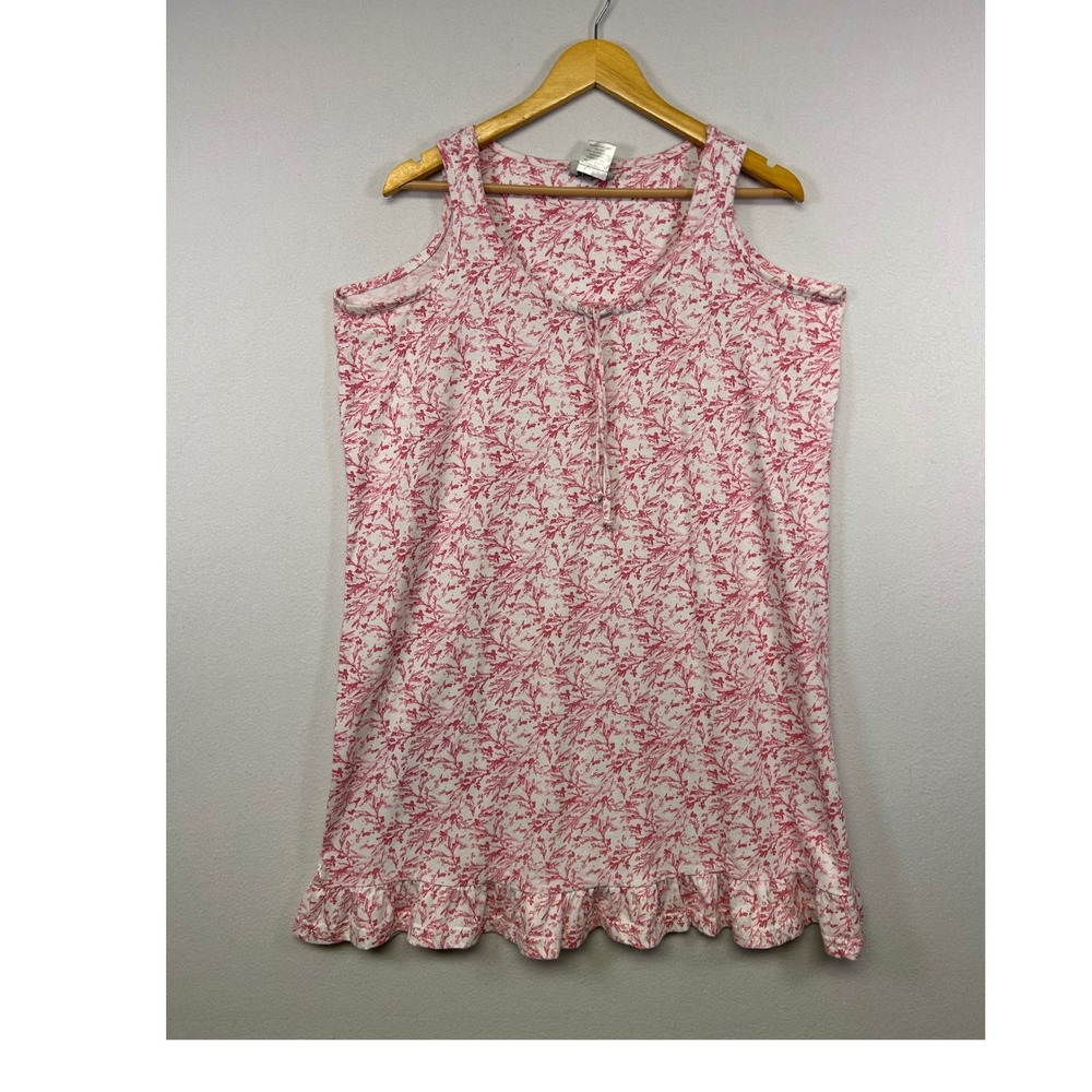 Cottagecore Cozee Corner Womens L Pink Floral Ruffle Hem‎ Sleeveless Nightgown